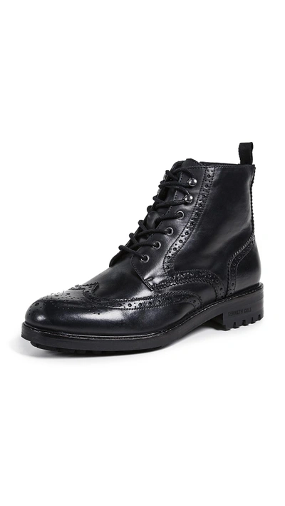 Kenneth Cole Men's Maraq Leather Wingtip Boots In Black