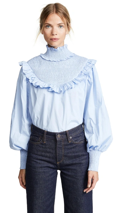English Factory Smocked Top In Blue