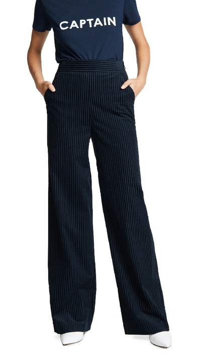 Frame Cotton-blend Corduroy Wide-leg Pants In Navy