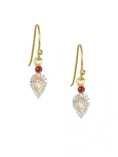 Shana Gulati Irving Diamond, 18k Goldplated & Garnet Drop Earrings