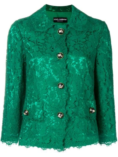 Dolce & Gabbana Lace Embellished Jacket In Green