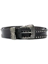 Alberta Ferretti Silver Studded Western Buckle Belt In Black