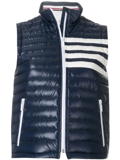 Thom Browne Satin-finished Quilted Down Fill Vest In Nylon Tech In Blue