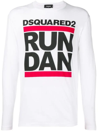 Dsquared2 Run Dan Print T-shirt In White