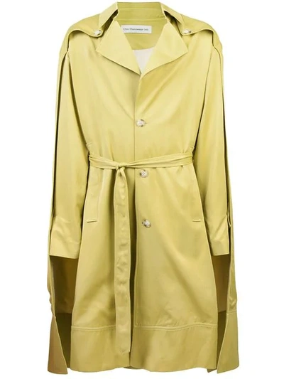 Chin Mens Double Cloak Trench Coat  In Apple Green