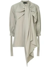 Eudon Choi Draped Tie Knot Blouse In Neutrals