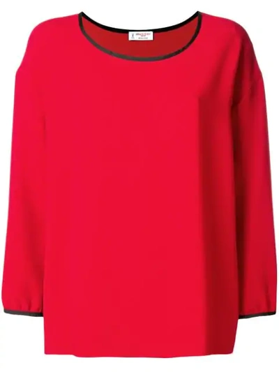 Alberto Biani Satin Trim Crepe Blouse In Red