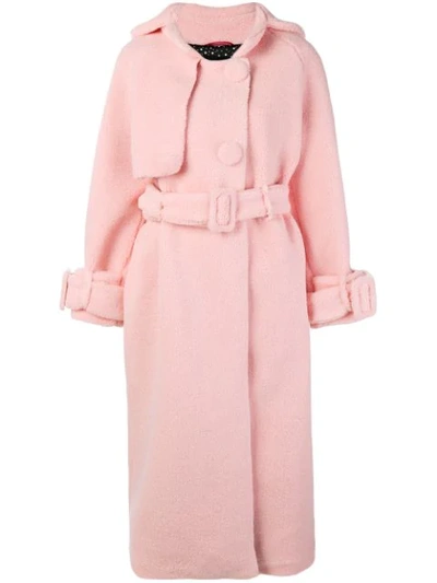 Parlor Belted Single-breasted Coat In Pink