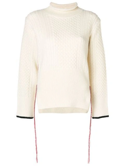Eudon Choi Knitted Jumper In Off White Black