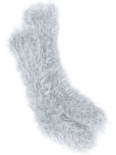 Mm6 Maison Margiela Textured Ankle Socks - Metallic
