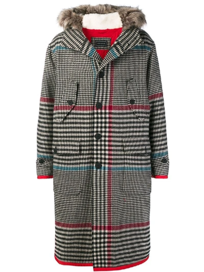 Tommy Hilfiger Hilfiger Collection Houndstooth Coat - Black In Barbados Cherry