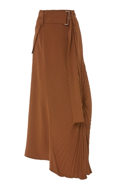 Victoria Beckham High Waisted Pleated Circle Skirt In Brown
