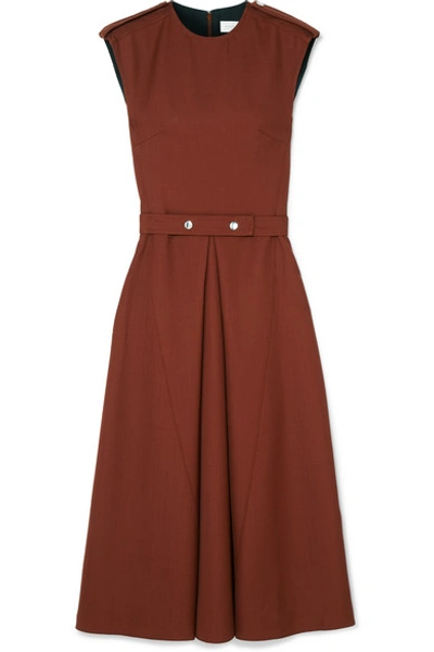 boiled wool midi dress BOILED-WOOL MIDI DRESS - DARK BROWN
