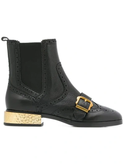 Ash Buckled Ankle Boots - Black