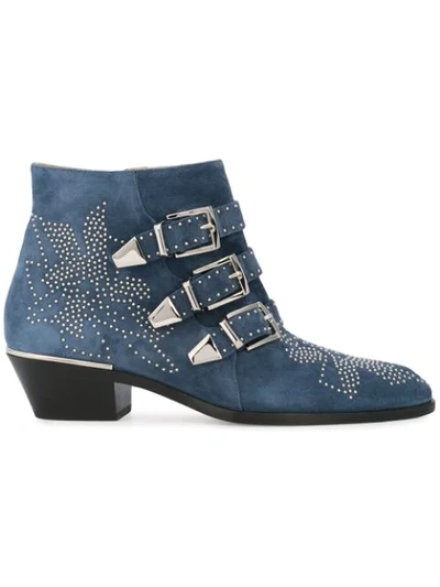 Chloé Chunky Heeled Boots - Blue