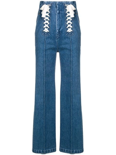 Mame High Waisted Flared Jeans In Blue