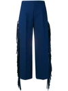 Msgm Fringed Cropped Trousers In Blue