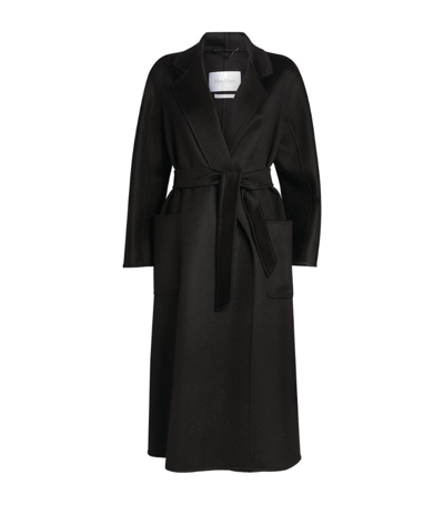 Max Mara Jene Long Wool Cashmere Wrap Coat In Black