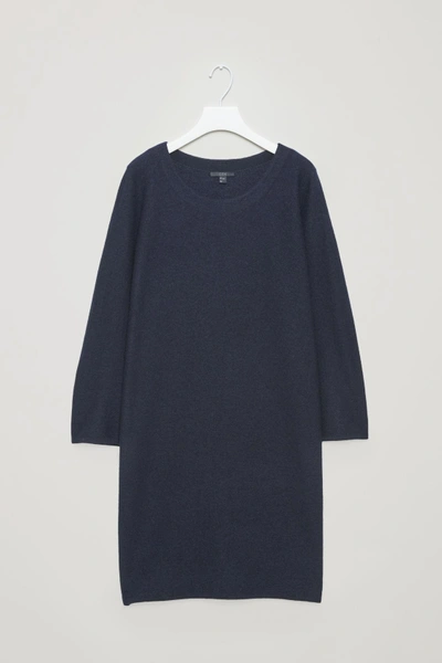 Cos Boiled Wool Jumper Dress In Blue
