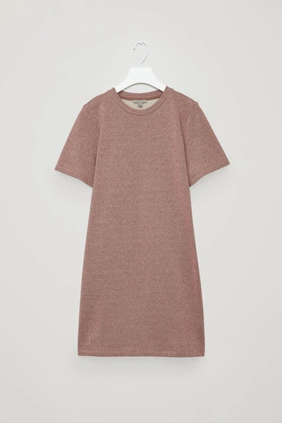 Cos Metallic Jersey T-shirt Dress In Brown