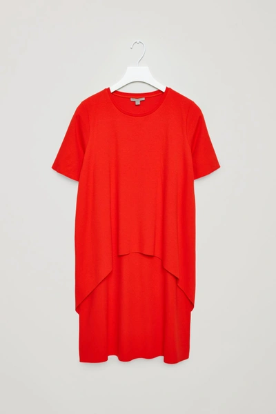 Cos Circle-cut Layer Dress In Red