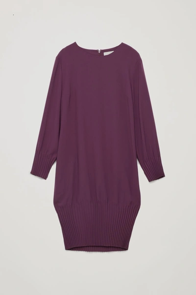Cos Pleated Dress In Purple