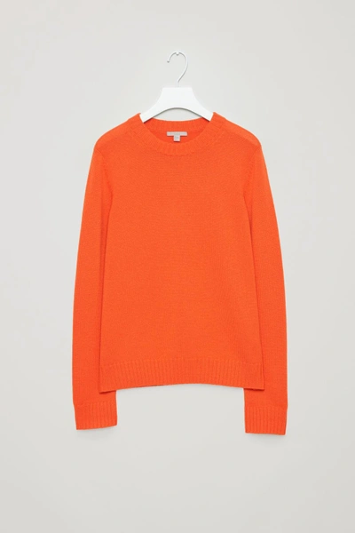 Cos Round-neck Cashmere Jumper In Orange