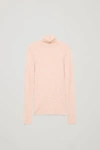 Cos Fine Turtleneck Wool Top In Pink Melange