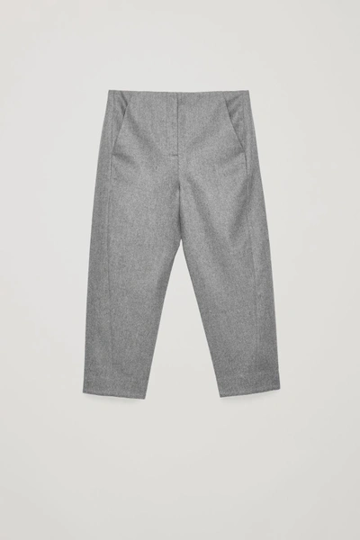 Cos Twisted-seam Wool Trousers In Grey