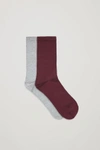 Cos Two Pairs Of Cotton Socks In Red