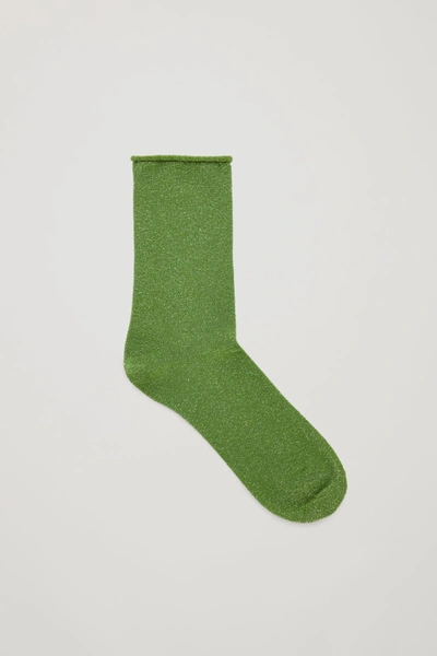 Cos Metallic Socks In Green
