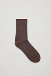 Cos Metallic Socks In Brown