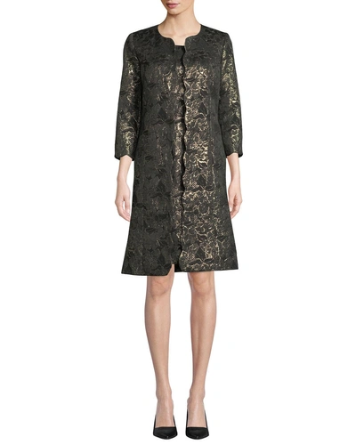 Albert Nipon Two-piece Metallic Dress & Topper Set In Black/gold