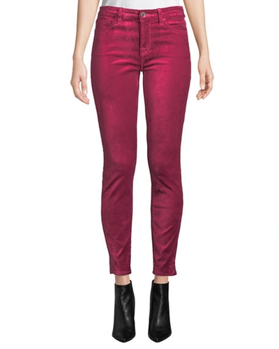 Jen7 By 7 For All Mankind The Ankle Velvet Skinny Pants In Cranberry