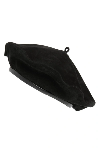Eric Javits Kate Suede Adjustable Beret Hat In Black