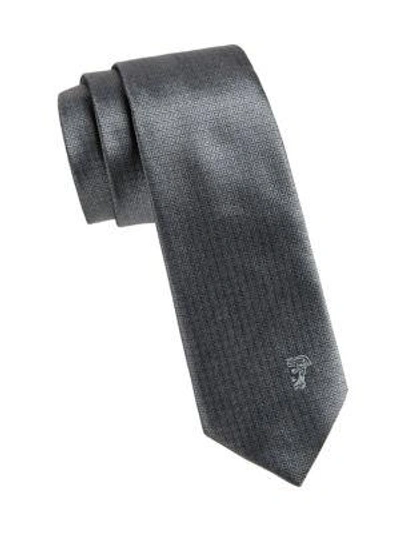 Versace Square Silk Tie In Grey