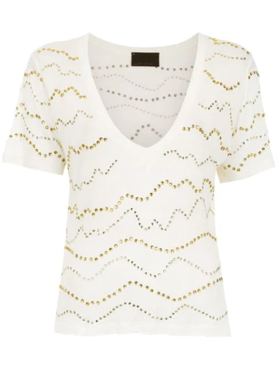 Andrea Bogosian Linen Apliqué Top In White