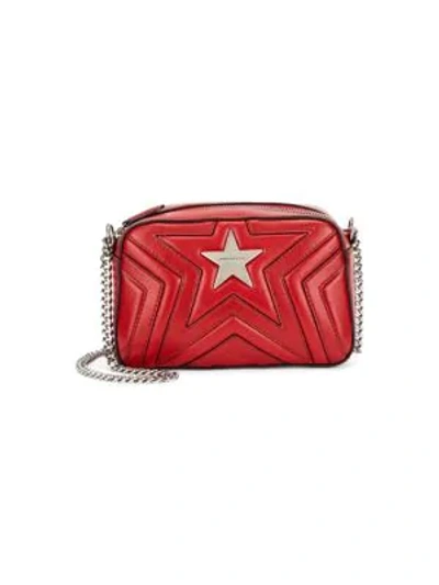 Stella Mccartney Faux Leather Mini Star Crossbody Bag In Red
