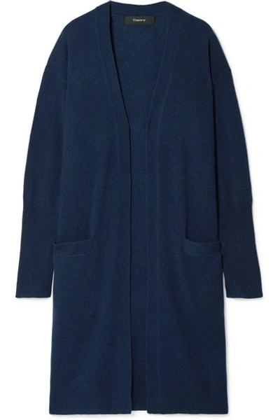 Theory Lightweight Open-front Long Cashmere Cardigan In Navy