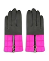 Aristides Puffer Detail Gloves In Gray/pink