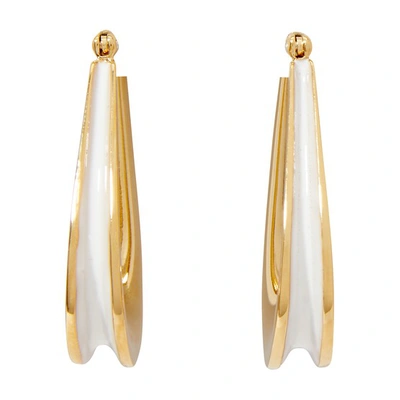 Annelise Michelson Ellipse Hoops With Enamel In Gold White