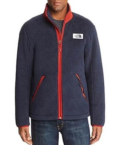 The North Face Campshire Zip Fleece Jacket In Urban Navy/ Caldera Red