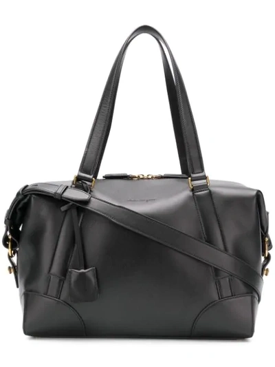 Ferragamo Runway Leather Duffel Bag In Black