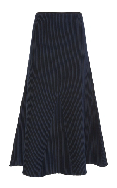 Tibi Ribbed-knit Midi Skirt In Black