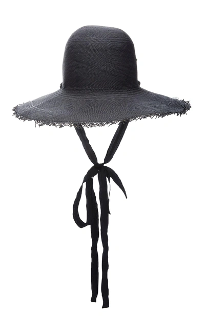 Brock Collection Frayed Straw Sun Hat In Black