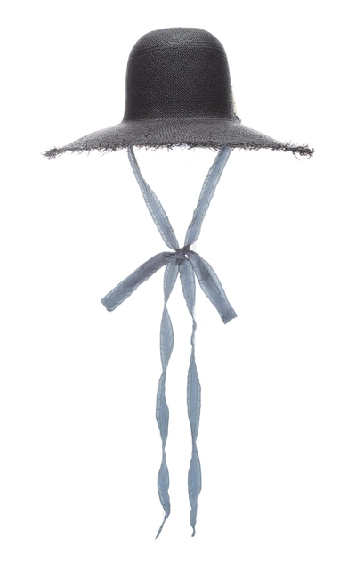 Brock Collection Frayed Straw Sun Hat In Blue
