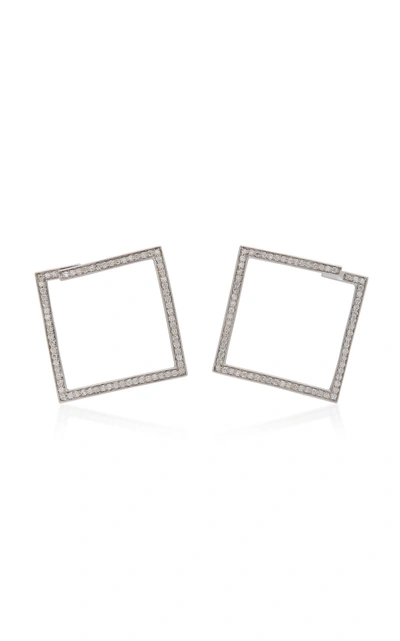 Lynn Ban Jewelry Rhodium-plated Silver Diamond Hoop Earrings