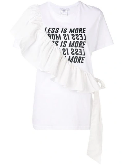 Brognano Front Printed Frilled T-shirt - White