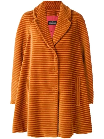 Gianluca Capannolo Textured Stripe Coat In Orange