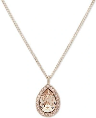 Givenchy Gold-tone Crystal Pendant Necklace, 16" + 3" Extender